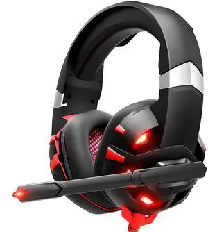 RUNMUS Gaming Headset with Noise Canceling Mic for PS4, Xbox One, PC, Mobile, 7.1 Surround Sound Headphone with LED Light for Kids Adults