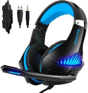Gaming Headset for PS4 PS5 Xbox One Switch with Noise Cancelling Stereo Bass Surround Sound