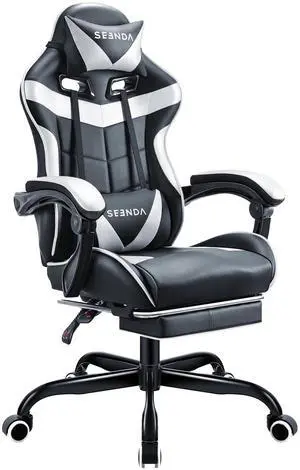 Gaming Chair, Seenda Computer Office Chair, Linkage Armrests and Footrest, Lumbar Support Swivel Video Game Chair for Office Gaming Gaming Chair, Seenda Computer Office Chair, Linkage Armrests and Footrest, Lumbar Support Swivel Video Game Chair for Office Gaming