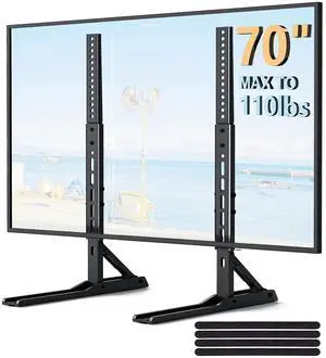 MountFTV Universal Table Top TV Stand Mount , TV Legs for 22-70 inch Flat Screen, LCD TVs, Premium Height Adjustable Tabletop TV Feet Stand with Cable Management, Max 800x600 mm, Holds up to 110lbs