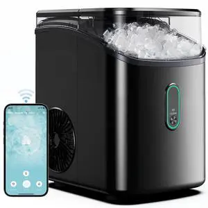Philergo Nugget Ice Maker Countertop, WiFi Pebble Ice Machine with Timer and Self-Cleaning Function, 35 lbs/24 Hrs for Home, Kitchen, RV, Camping, Black