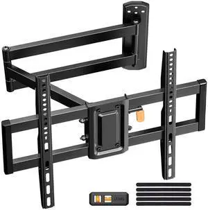 MountFTV Full Motion Long Arm TV Wall Mount Bracket for 32-82 Inch TV, Max 600x400mm and 100lbs Corner Articulating TV Wall Mount with 32.37 inch Long Arm Extension, Support Swivel, Tilt, Level Adjus