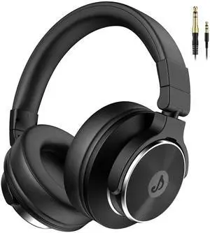 FFN DJ Headphones over Ear Wired Headphones Monitor & Mixing, Studio Headphones with 50mm Neodymium Drivers and 1/4 to 3.5mm Jack for Amp Computer Recording Podcast Keyboard Guitar Laptop,Black