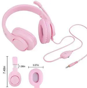 Kids Headphones with Microphone,85/94dB Safe Volume, 3.5mm Stereo Over-Ear Gaming Headset for School Volume Control Compatible with PS4, PS5, New Xbox One