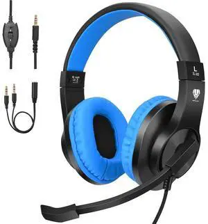 Kids Headphones with Microphone,85/94dB Safe Volume, 3.5mm Stereo Over-Ear Gaming Headset for School Volume Control Compatible with PS4, PS5, New Xbox One