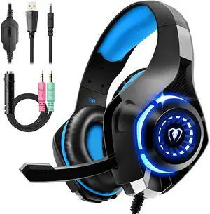 BlueFire Over-Ear Gaming Headset with Mic, Blue