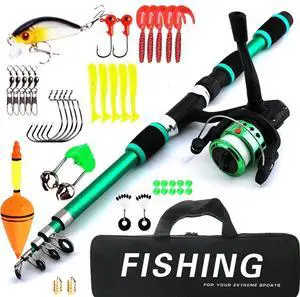 BlueFire Kid Fishing Pole, Portable Telescopic Fishing Rod Set, Fishing Rod and Reel Combo Kids Fishing Gear for Boys and Girls Age 5-10 and Youth
