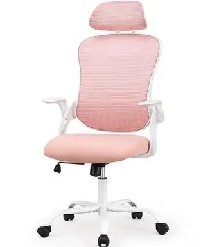 CONCETTA Office Desk Chair, Ergonomic High Back Mesh with Headrest Flip-up Armrest for Adults, Pink CONCETTA Office Desk Chair, Ergonomic High Back Mesh with Headrest Flip-up Armrest for Adults, Pink