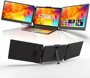 FORKA Laptop Screen Extender Monitor - 14" Portable IPS FHD 1080P, HDMI/USB-A/Type-C, Windows & Mac, Travel/Gaming/Work (Max Length: 15.94") FORKA Laptop Screen Extender Monitor - 14" Portable IPS FHD 1080P, HDMI/USB-A/Type-C, Windows & Mac, Travel/Gaming/Work (Max Length: 15.94")