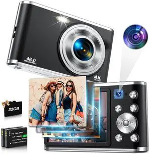 ACTITOP 4K Digital Camera 48MP Autofocus Vlog Video Dual Cameras for YouTube with 32GB Card,Black,New ACTITOP 4K Digital Camera 48MP Autofocus Vlog Video Dual Cameras for YouTube with 32GB Card,Black,New