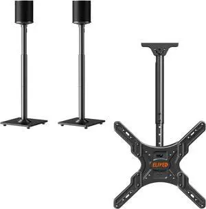 ELIVED Speaker Stands for Sonos Era 100 and Sonos One, One SL, Play:1, Ceiling TV Mount Fits Most 26-65 Inch TVs Height Adjustable TV Mount Bracket, Swivel and Tilt TV Bracket up to 99 lbs ELIVED Speaker Stands for Sonos Era 100 and Sonos One, One SL, Play:1, Ceiling TV Mount Fits Most 26-65 Inch TVs Height Adjustable TV Mount Bracket, Swivel and Tilt TV Bracket up to 99 lbs