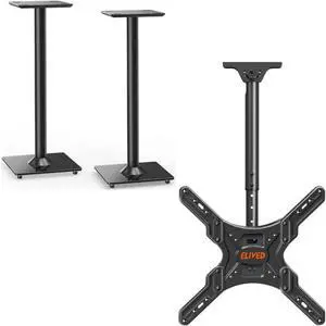 ELIVED Universal Speaker Stand Pair, 31 Inch Height Bookshelf Speaker Stands, Ceiling TV Mount Fits Most 26-65 Inch Full Motion Height Adjustable TV Mount Bracket ELIVED Universal Speaker Stand Pair, 31 Inch Height Bookshelf Speaker Stands, Ceiling TV Mount Fits Most 26-65 Inch Full Motion Height Adjustable TV Mount Bracket