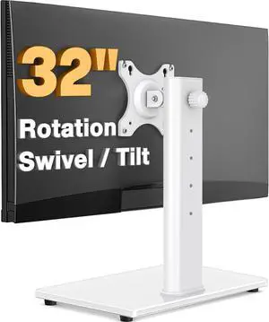 TAVR Furniture Single Monitor Stand VESA Mount for 13-32 Inch Screens, Free-Standing Monitor Riser with Swivel Tilt Rotation Height Adjustable, Universal Desk Stand up to 44lbs, White TAVR Furniture Single Monitor Stand VESA Mount for 13-32 Inch Screens, Free-Standing Monitor Riser with Swivel Tilt Rotation Height Adjustable, Universal Desk Stand up to 44lbs, White