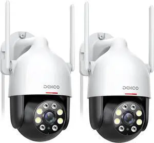 DEKCO 2Packs, 2K WiFi Outdoor Security Cameras Pan-Tilt 360° View, 3MP Surveillance Cameras with Motion Detection and Siren, 2-Way Audio, Full Color Night Vision, Waterproof DEKCO 2Packs, 2K WiFi Outdoor Security Cameras Pan-Tilt 360° View, 3MP Surveillance Cameras with Motion Detection and Siren, 2-Way Audio, Full Color Night Vision, Waterproof