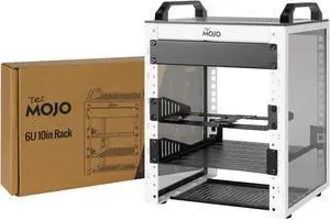 Tecmojo 6U Network Rack, 10 inch Mini Server Rack with 2 Side Translucent Panels & 2 Top Handles, 7.87 inch Deep, for 10 inch IT Equipment & A/V Devices, White Tecmojo 6U Network Rack, 10 inch Mini Server Rack with 2 Side Translucent Panels & 2 Top Handles, 7.87 inch Deep, for 10 inch IT Equipment & A/V Devices, White