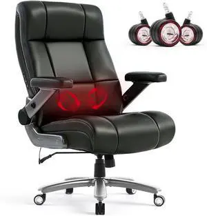 600LBS Big and Tall Massage Office Chair, Extra Wide Seat - 3D Kneading Massage & Heat Office Chair with Heavy Duty Metal Base, 3D Flip Arms, Leather Ergonomic with Thick Spring Cushion 600LBS Big and Tall Massage Office Chair, Extra Wide Seat - 3D Kneading Massage & Heat Office Chair with Heavy Duty Metal Base, 3D Flip Arms, Leather Ergonomic with Thick Spring Cushion
