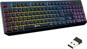KLIM Chroma Wireless Spanish (España) Keyboard, RGB Backlit Wireless Keyboard, Rechargeable Battery, Quiet, Water-Resistant, Plug & Play for PC, Mac, PS4/PS5 KLIM Chroma Wireless Spanish (España) Keyboard, RGB Backlit Wireless Keyboard, Rechargeable Battery, Quiet, Water-Resistant, Plug & Play for PC, Mac, PS4/PS5