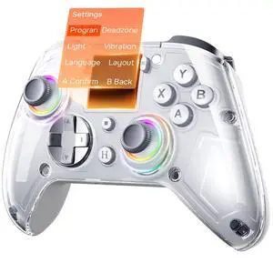 GUSGU G7 Wireless Gaming Controller with Interactive Screen, 1000Hz Polling Rate, Hall Joysticks & Triggers, 4 Programmable Buttons, Compatible with PC, Switch1, PS4, iOS, Android, Gray GUSGU G7 Wireless Gaming Controller with Interactive Screen, 1000Hz Polling Rate, Hall Joysticks & Triggers, 4 Programmable Buttons, Compatible with PC, Switch1, PS4, iOS, Android, Gray