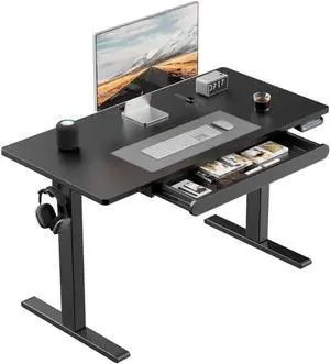 HUANUO Height Adjustable Electric Standing Desk, 48 x 24 inches, A Large Under-Desk Drawer (with Slide Rails), 4 Adjustment Memory Presets, Black HUANUO Height Adjustable Electric Standing Desk, 48 x 24 inches, A Large Under-Desk Drawer (with Slide Rails), 4 Adjustment Memory Presets, Black