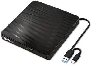 External DVD Drive, USB 3.0 & Type-C Dual Interface Portable CD/DVD Burner with Tray-Load Read & Write Optical Drive for Laptop, Desktop, PC, Plug & Play, Ultra-Slim External DVD Drive, USB 3.0 & Type-C Dual Interface Portable CD/DVD Burner with Tray-Load Read & Write Optical Drive for Laptop, Desktop, PC, Plug & Play, Ultra-Slim