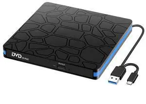 External DVD Drive, USB 3.0 & Type-C Dual Interface Portable CD/DVD Burner for Laptop & Desktop External Optical Drive for PC, Tray-Load, Plug & Play, Ultra-Slim External DVD Drive, USB 3.0 & Type-C Dual Interface Portable CD/DVD Burner for Laptop & Desktop External Optical Drive for PC, Tray-Load, Plug & Play, Ultra-Slim