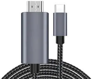 Type-C to HDMI 4K Cable Screen Mirroring Cord for Phone, Tablet, Laptop, Nintendo Switch to TV / Monitor Type-C to HDMI / 4K 30Hz 1.8m Braided Cable Type-C to HDMI 4K Cable Screen Mirroring Cord for Phone, Tablet, Laptop, Nintendo Switch to TV / Monitor Type-C to HDMI / 4K 30Hz 1.8m Braided Cable
