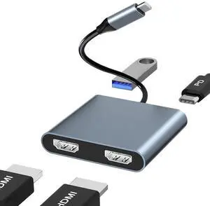 4-in-1 Type-C Hub with Dual Monitor Support USB-C Expander for Extended Display, Phone, Tablet, Switch, Laptop 4-in-1 Type-C Hub with Dual Monitor Support USB-C Expander for Extended Display, Phone, Tablet, Switch, Laptop