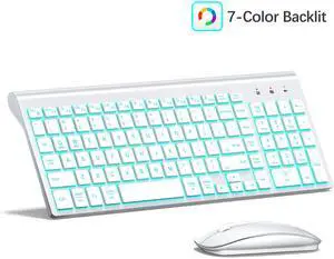 TopMate Wireless Backlit Keyboard and Mouse Ultra Slim Combo, 2.4G Silent Compact 2400DPI Mouse and Scissor Switch Keyboard Light up Set, for PC/Laptop/Windows/Mac/Gaming - Matte White TopMate Wireless Backlit Keyboard and Mouse Ultra Slim Combo, 2.4G Silent Compact 2400DPI Mouse and Scissor Switch Keyboard Light up Set, for PC/Laptop/Windows/Mac/Gaming - Matte White