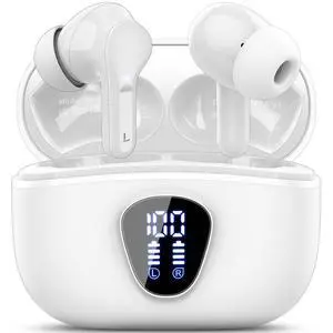 Wireless Earbuds, Bluetooth 5.4 Headphones HiFi Stereo, Bluetooth Earbuds with ENC Noise Cancelling Mic, IP7 Waterproof in Ear Earphones, 48H, LED Display Ear buds for Pad Phones Workout Sports, White Wireless Earbuds, Bluetooth 5.4 Headphones HiFi Stereo, Bluetooth Earbuds with ENC Noise Cancelling Mic, IP7 Waterproof in Ear Earphones, 48H, LED Display Ear buds for Pad Phones Workout Sports, White