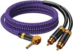 3.5mm Aux to RCA Audio Cable Audiophile 24K Gold-Plated Pure Copper Shell Braided Hi Fi Stereo Y Cord for Smartphones MP3 Tablets Speakers HDTV Purple (3.5mm Bend to 2 RCA, 6.5FT/2m) 3.5mm Aux to RCA Audio Cable Audiophile 24K Gold-Plated Pure Copper Shell Braided Hi Fi Stereo Y Cord for Smartphones MP3 Tablets Speakers HDTV Purple (3.5mm Bend to 2 RCA, 6.5FT/2m)