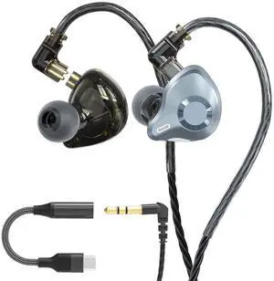 in Ear Monitor Headphones, HiFi IEM Wired Earbuds, Deep Bass Sound Isolating Earphones with USB C to 3.5mm Adapter and Detachable 2 Pin Cable for Singer/ Musicians/ Drummers in Ear Monitor Headphones, HiFi IEM Wired Earbuds, Deep Bass Sound Isolating Earphones with USB C to 3.5mm Adapter and Detachable 2 Pin Cable for Singer/ Musicians/ Drummers