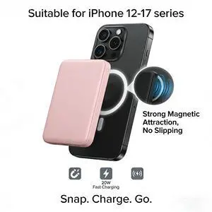 Magnetic Wireless Power Bank 5000mAh/10000mAh, for Magsafe-Compatible Portable Charger with USB-C Cable, Fast Charging Battery Pack for iPhone 17/16/15/14/13/12 Series & Android Phones pink 10000mAh Magnetic Wireless Power Bank 5000mAh/10000mAh, for Magsafe-Compatible Portable Charger with USB-C Cable, Fast Charging Battery Pack for iPhone 17/16/15/14/13/12 Series & Android Phones pink 10000mAh