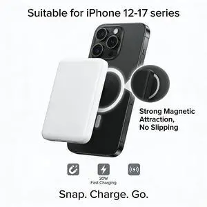 Magnetic Wireless Power Bank 5000mAh/10000mAh, for Magsafe-Compatible Portable Charger with USB-C Cable, Fast Charging Battery Pack for iPhone 17/16/15/14/13/12 Series & Android Phones white 10000mAh Magnetic Wireless Power Bank 5000mAh/10000mAh, for Magsafe-Compatible Portable Charger with USB-C Cable, Fast Charging Battery Pack for iPhone 17/16/15/14/13/12 Series & Android Phones white 10000mAh