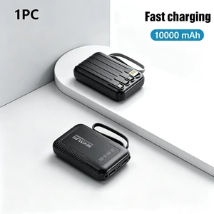 Portable 10000mAh Power Bank Builtin 4 Cables Fast Charging LED Flashlight Digital Display External Battery Pack for Travel Gift black Portable 10000mAh Power Bank Builtin 4 Cables Fast Charging LED Flashlight Digital Display External Battery Pack for Travel Gift black
