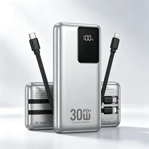 Solid State Battery Power Bank, 10000mAh & 20000mAh Large Capacity, 30W PD Fast Charging Portable Charger, Built-in Cables Digital Display External Battery Pack, Compatible with iPhone, Android Solid State Battery Power Bank, 10000mAh & 20000mAh Large Capacity, 30W PD Fast Charging Portable Charger, Built-in Cables Digital Display External Battery Pack, Compatible with iPhone, Android