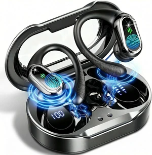 Wireless Earbuds, 2026 Bluetooth 5.4 Headphones Sport, 50Hrs HiFi Stereo Deep Bass Over-Ear buds with ENC Noise Cancelling Mic, IP7 Waterproof & LED Display Earphones with Earhooks for Workout/Running Wireless Earbuds, 2026 Bluetooth 5.4 Headphones Sport, 50Hrs HiFi Stereo Deep Bass Over-Ear buds with ENC Noise Cancelling Mic, IP7 Waterproof & LED Display Earphones with Earhooks for Workout/Running