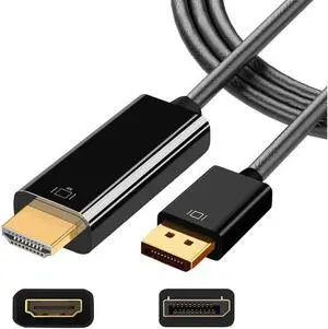 6ft HDMI to DisplayPort Cable 4K Video Adapter for Monitor, TV, Projector, Chromebook, Lenovo, HP, Dell, Asus 6ft HDMI to DisplayPort Cable 4K Video Adapter for Monitor, TV, Projector, Chromebook, Lenovo, HP, Dell, Asus