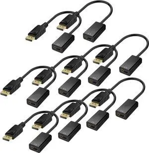 4K DisplayPort (DP) to HDMI Adapter, Gold-Plated Uni-Directional Display Port PC to HDMI Screen Converter (Male to Female) Compatible with HP, D.ell, L.enovo & More, Passive - Black 10 packs 4K DisplayPort (DP) to HDMI Adapter, Gold-Plated Uni-Directional Display Port PC to HDMI Screen Converter (Male to Female) Compatible with HP, D.ell, L.enovo & More, Passive - Black 10 packs