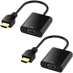 HDMI to VGA with Audio, Gold-Plated Active HDMI to VGA Adapter (Male to Female) with Micro USB Power Cable & 3.5mm Audio Cable for PS4, MacBook Pro, Mac Mini, Apple TV and More - Black 2pack HDMI to VGA with Audio, Gold-Plated Active HDMI to VGA Adapter (Male to Female) with Micro USB Power Cable & 3.5mm Audio Cable for PS4, MacBook Pro, Mac Mini, Apple TV and More - Black 2pack