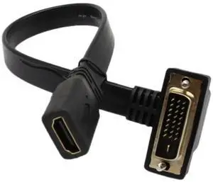 Gold-Plated 90° Angle DVI 24+1 Male to HDMI Female Cable 1080P, Flat DVI to HDMI Video Converter for HDTV, Plasma, DVD, Projector & Monitor Gold-Plated 90° Angle DVI 24+1 Male to HDMI Female Cable 1080P, Flat DVI to HDMI Video Converter for HDTV, Plasma, DVD, Projector & Monitor