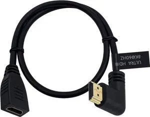 8K HDMI 2.1 Extension Cable 90 Degree Right Angle Male to Female 2FT Support 48Gbps 8K@60Hz 4K@120Hz 3D HDR for Laptop PC TV PS5 8K HDMI 2.1 Extension Cable 90 Degree Right Angle Male to Female 2FT Support 48Gbps 8K@60Hz 4K@120Hz 3D HDR for Laptop PC TV PS5