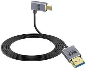 8K 90° Left Angle Coiled Micro HDMI to HDMI 2.1 Cable 4FT/1.2M, 48Gbps High Speed 8K@60Hz 4K@240Hz for Cameras, DSLRs, Camcorders, Monitors 8K 90° Left Angle Coiled Micro HDMI to HDMI 2.1 Cable 4FT/1.2M, 48Gbps High Speed 8K@60Hz 4K@240Hz for Cameras, DSLRs, Camcorders, Monitors