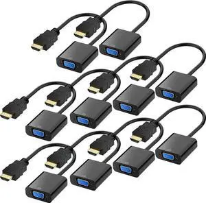 HDMI to VGA, Gold-Plated HDMI to VGA Adapter (Male to Female) for Computer, Desktop, Laptop, PC, Monitor, Projector, HDTV, Chromebook, Raspberry Pi, Roku, Xbox and More - Black 10 packs HDMI to VGA, Gold-Plated HDMI to VGA Adapter (Male to Female) for Computer, Desktop, Laptop, PC, Monitor, Projector, HDTV, Chromebook, Raspberry Pi, Roku, Xbox and More - Black 10 packs