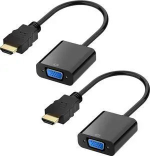 HDMI to VGA, Gold-Plated HDMI to VGA Adapter (Male to Female) for Computer, Desktop, Laptop, PC, Monitor, Projector, HDTV, Chromebook, Raspberry Pi, Roku, Xbox and More - Black 2pack HDMI to VGA, Gold-Plated HDMI to VGA Adapter (Male to Female) for Computer, Desktop, Laptop, PC, Monitor, Projector, HDTV, Chromebook, Raspberry Pi, Roku, Xbox and More - Black 2pack