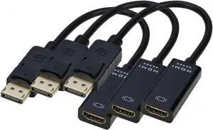 DP Displayport to HDMI Adapter 4K x 2K, Display Port to HDMI Male to Female Gold-Plated Cord Compatible for HP 3-Pack DP Displayport to HDMI Adapter 4K x 2K, Display Port to HDMI Male to Female Gold-Plated Cord Compatible for HP 3-Pack