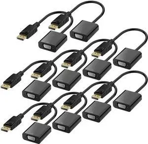10 Packs DisplayPort to VGA Adapter, Gold-Plated Male to Female DP to VGA Converter, Black Compatible with Desktop Laptop PC Monitor Projector HDTV 10 Packs DisplayPort to VGA Adapter, Gold-Plated Male to Female DP to VGA Converter, Black Compatible with Desktop Laptop PC Monitor Projector HDTV