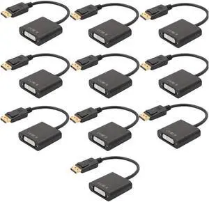DisplayPort to DVI DVI-D Single Link Adapter, Display Port to DVI Converter Male to Female Black Compatible for HP and Other Brand 10 Packs DisplayPort to DVI DVI-D Single Link Adapter, Display Port to DVI Converter Male to Female Black Compatible for HP and Other Brand 10 Packs