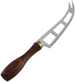 420 Stainless Steel Cheese Knife, 7 Inch 17.9cm Serrated Blade with Rosewood Handle, Dual-Prong Tip Design for Slicing and Serving Cheese 420 Stainless Steel Cheese Knife, 7 Inch 17.9cm Serrated Blade with Rosewood Handle, Dual-Prong Tip Design for Slicing and Serving Cheese