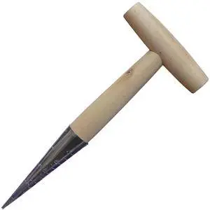 11 Inch Garden Dibber, T-Shaped Planter Hand Tool with Wooden Handle Chrome Metal Head, Ideal for Planting Transplanting Fertilizing 11 Inch Garden Dibber, T-Shaped Planter Hand Tool with Wooden Handle Chrome Metal Head, Ideal for Planting Transplanting Fertilizing