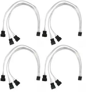 4Pcs 4 Pin PWM Fan Extension Cable, 1 to 3 Splitter PC Case Cooling Fan Power Cable, Silver Plated Copper Wire 4Pcs 4 Pin PWM Fan Extension Cable, 1 to 3 Splitter PC Case Cooling Fan Power Cable, Silver Plated Copper Wire